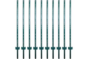 ARIFARO Fence Posts 5 Feet Sturdy Duty Metal Fence Post, Pack of 10, No Dig Garden T Post for Wire Fencing Steel Post for Yard, Outdoor Wire