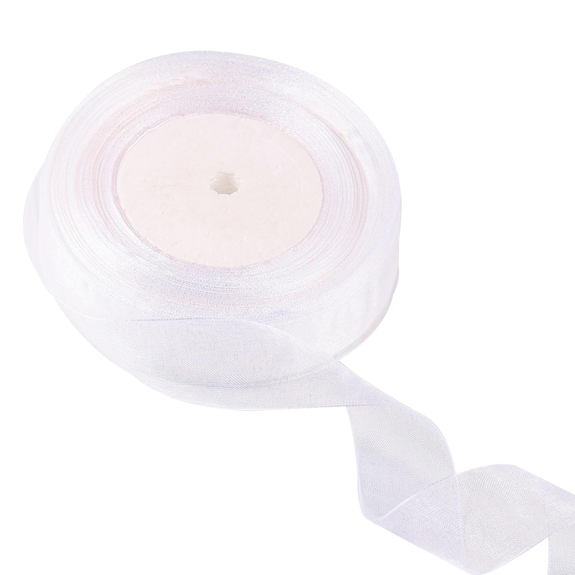 40mm White Organza Ribbon for Gift Wrapping 45M, Organza Chiffon Ribbon Thick for Gift Wrap Hair Bow Christmas Cake Wedding DIY Crafts Car Decoration