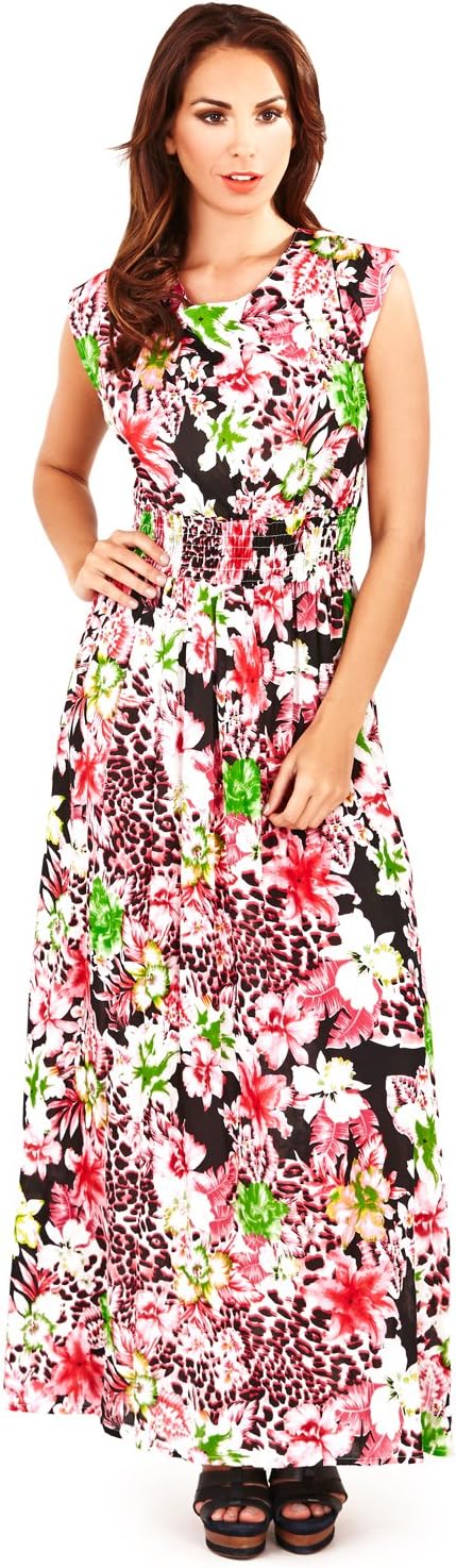 Pistachio Womens Animal Print Floral Long Dress Summer Maxi