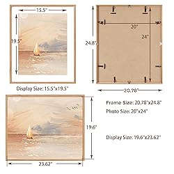 20x24 Picture Frames, Rustic Solid Oak Wood Frame