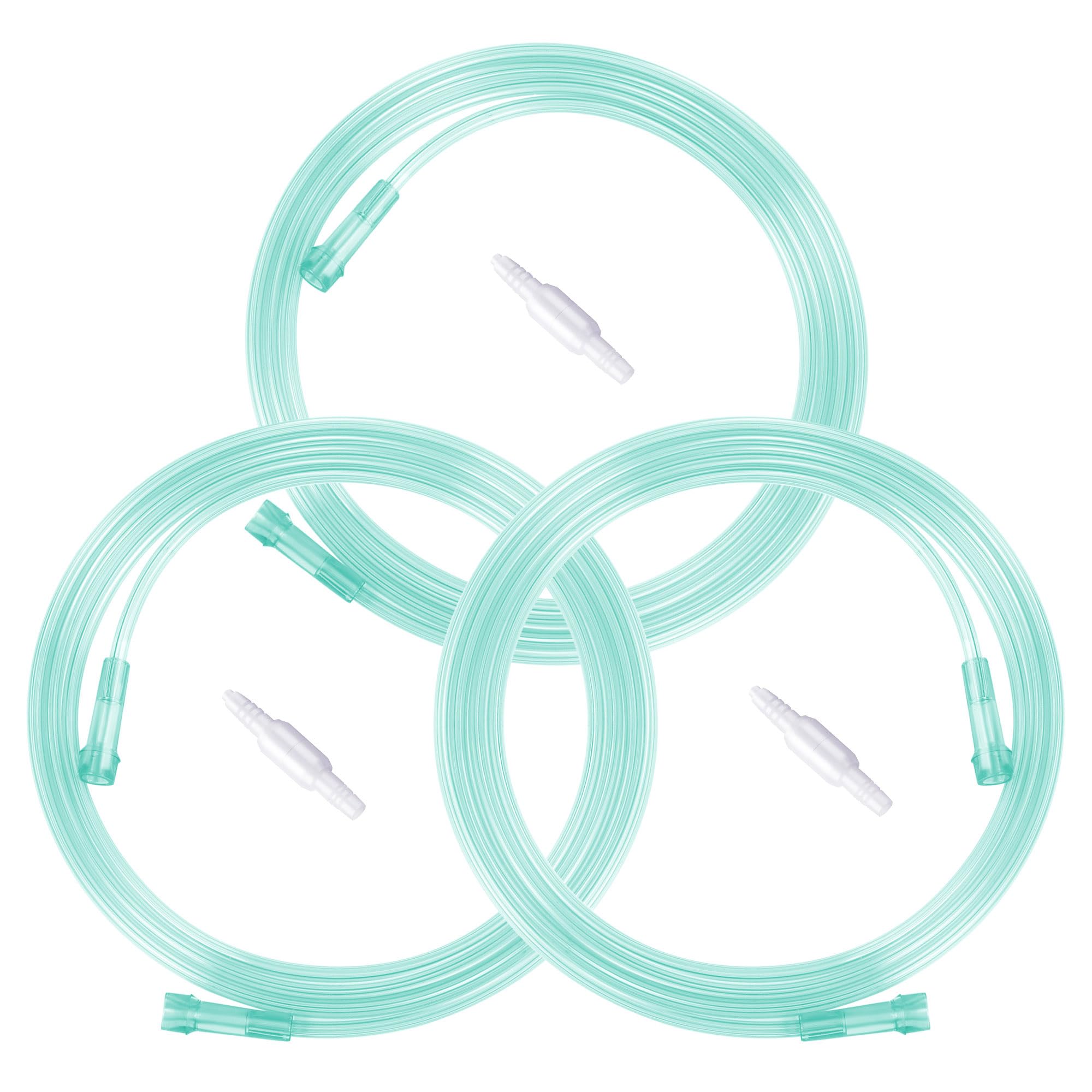 Photo 1 of NITTIID Oxygen Tubing- 7 Foot - 3 Tubes with 3 Oxygen Tubing Connector, Green