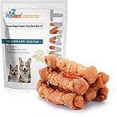 Pawant Dog Treats Chicken Wrapped Peanut Butter Bone Rawhide Free Dog Chews Long Lasting 227g