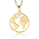 World Map Necklace Mother Earth Necklace Long Distance Travel Gift