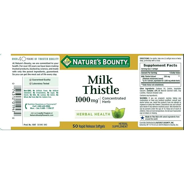 NATURE’S BOUNTY MILK THISTLE 1000MG SOFTGELS 50 EA (PACK OF 6)