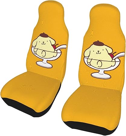 Amazon ポムポムプリン 2ピースカーシートカバー 軽自動車 普通車 前席 後席適用 取り付け簡単 汚染防止 通気性 四季通用創造的なファッションパターンおしゃれ 丸洗いできる カー用品 車 バイク 車 バイク