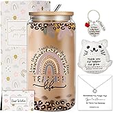 dorwiny Teacher Christmas Gifts, Teacher Appreciation Gifts for Women, Employee Appreciation Gift Set with 16oz Glass Cup for Coworkers Employees Grandma Teachers Mom
