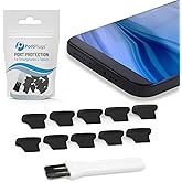 PortPlugs Anti Dust Plugs (10 Pack) - includes Charging Port Cleaning Brush - Flat Design Port Protector Cover - Compatible w