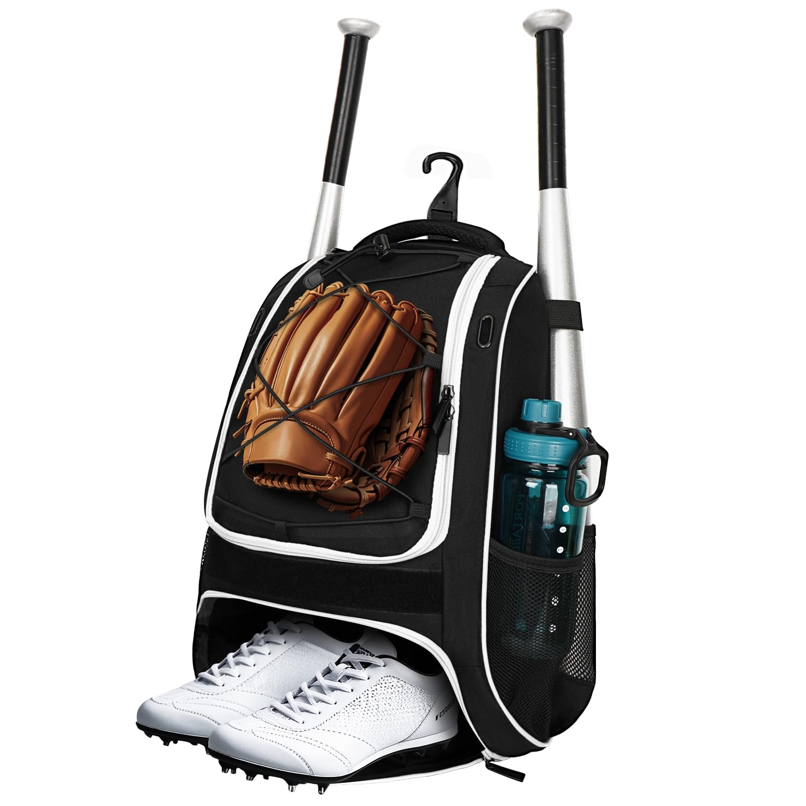 Photo 1 of LARIPOP Youth Baseball Bat Backpack with Fence Hook, Separate Shoe Compartment, Waterproof Storage Bag for Bats, Helmet, Gloves, Cleats, Ideal for Baseball, Softball & T-Ball Players