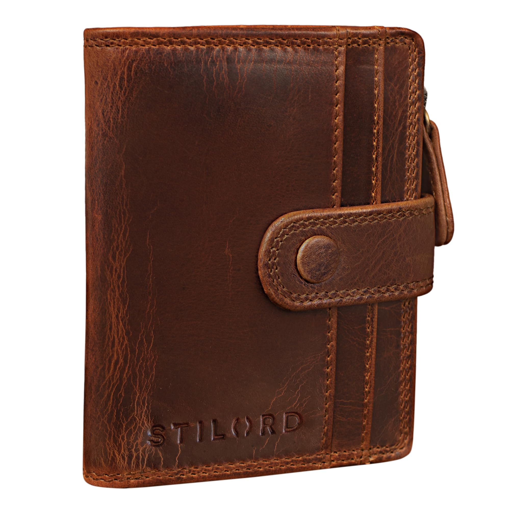 STILORD "Beckett" Credit-Card Holder Leather Men RFID NFC Men's Mini Wallet Small Genuine Leather Colour:Kara - Cognac