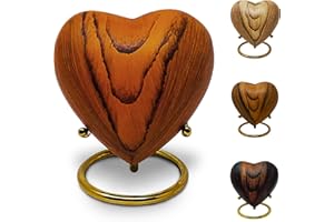 KC KATIE COLLECTION BY URNSELLER Small Urns for Ashes Keepsake Heart - Mini Wood Grain Cremation Urn for Male or Female Human or Pet Ashes - Holds a Small Portion of Remains - Includes Funnel Velvet Bag and Stand Rosewood