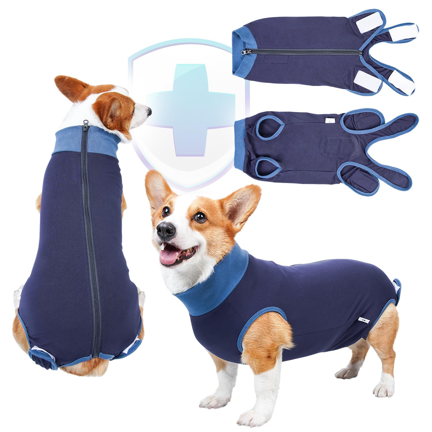 Photo 1 of TORJOY Breathable Dog Surgery Recovery Suit for Male/Female, Professional Dog Recovery Onesie with Zipper After Spay Abdominal Wounds, Anti Licking Cone E-Collar Alternative for Small Medium Large Dog