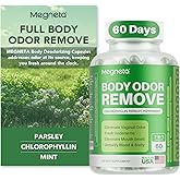 Body Deodorizing Supplement, Natural Internal Odor Control Pills for Men & Women, Chlorophyll Capsules for Skin, Breath, and Gut Health (60 Capsules)