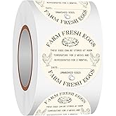 500Pcs Farm Fresh Egg Carton Stickers 2inch Round Unwashed Egg Carton Labels with Collection Date Self-Adhesive Egg Packaging Labeling for Chicken Duck Quail Egg (Yellow)