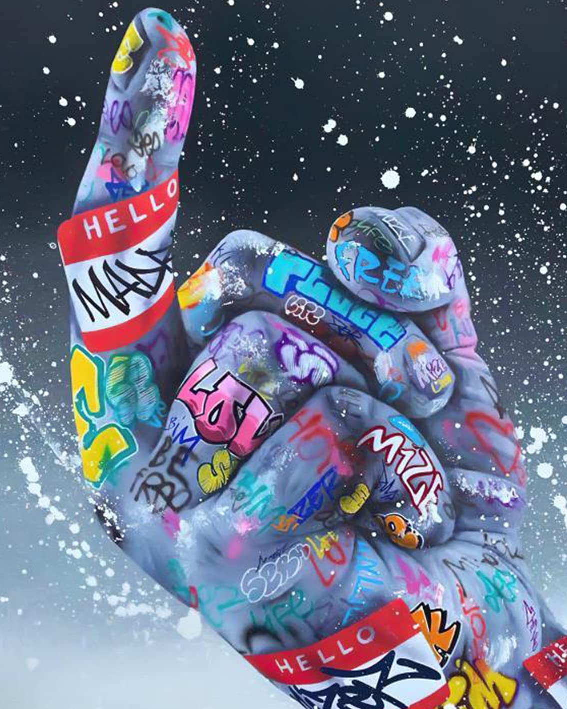 Tucocoo DIY Middle Finger Gesture Colorful Doodle Artwork Painting by Numbers for Wall Decoration Living Room 16Inchx20Inch