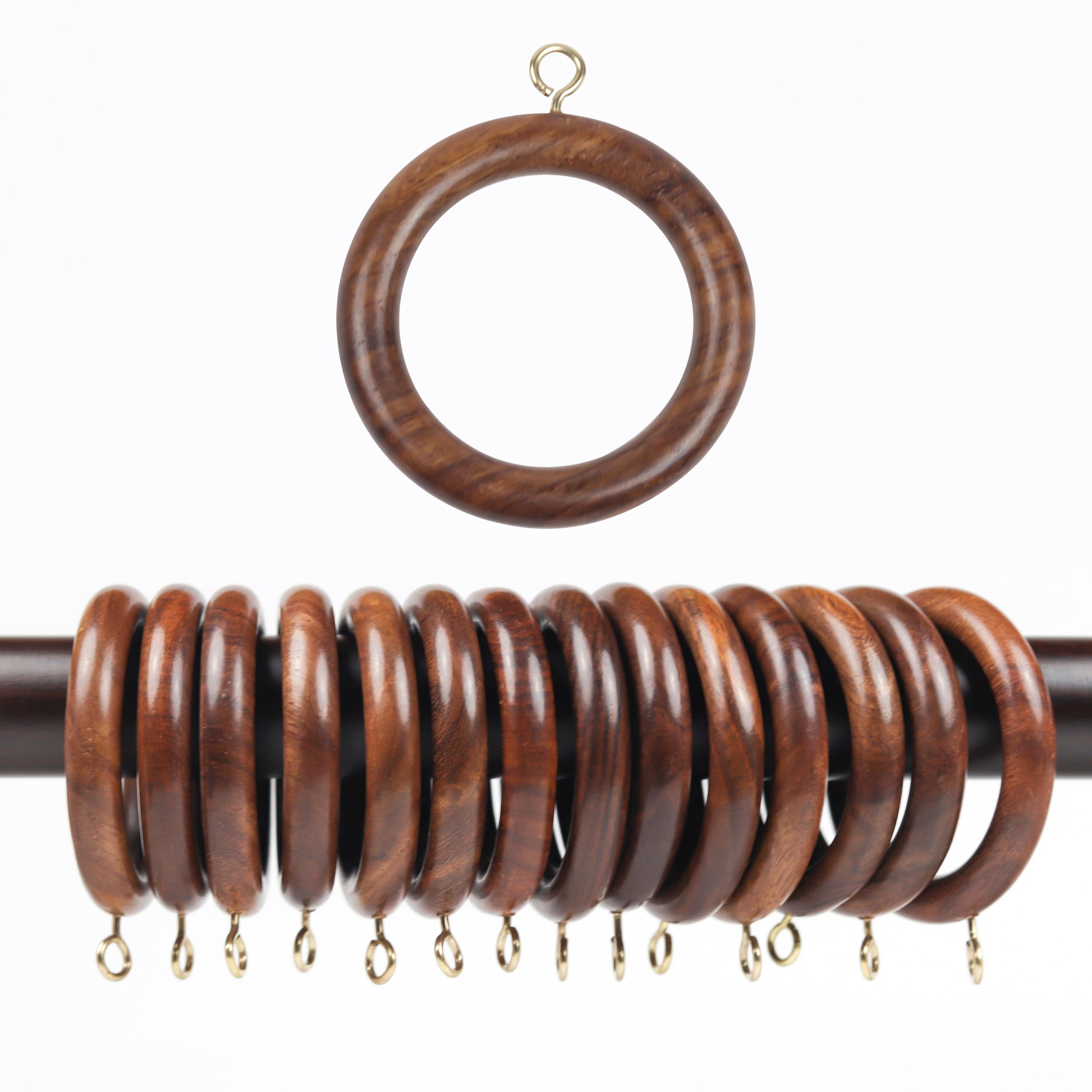 Photo 1 of 2.5 Inch Wooden Drapery Curtain Rod Rings, 24 Pcs for 1-1.5 inch Rod Pole, 1.75 INCH Inner Dia, Natural Rosewood (24, 1.75 INCH Inner Dia)