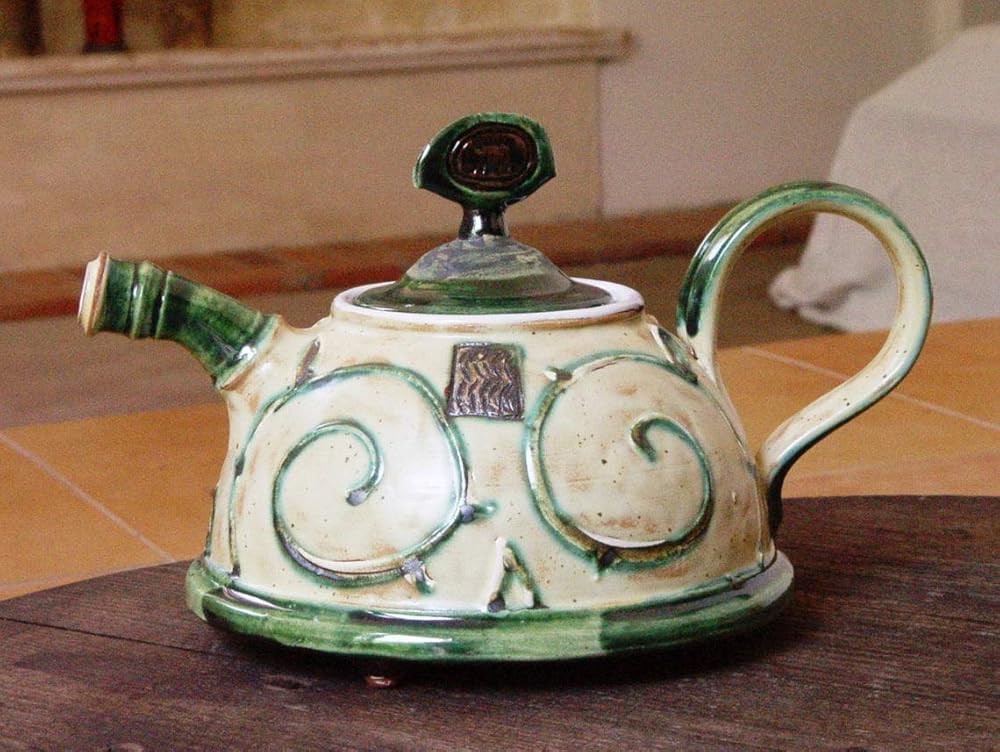 Green teapot Ceramic teapot Terracotta teapot Handmade teapot Clay