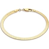 Amazon Essentials 14K Gold or Sterling Silver Plated Herringbone Chain