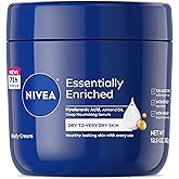 NIVEA Essentially Enriched Body Cream with Hyaluronic Acid, 13.5 Oz | Non-Greasy, Quick-Absorbing 72-Hour Moisture Cream for Very Dry Skin with Almond Oil, Dermatologically Tested