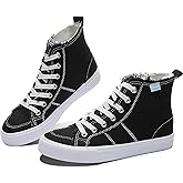 Obtaom Womens/Mens high top Canvas Shoes Play mid Calf Fashion Sneaker Casual lace up hi top Washed Canvas Shoes