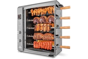 Brazilian Flame Churrasco® Gas Rotisserie Grill Roaster with Auto Rotating Skewers for Rotisserie Chicken, Brazilian Style BBQ and Churrasco, Modern Portable Smoke-Free Propane Grill