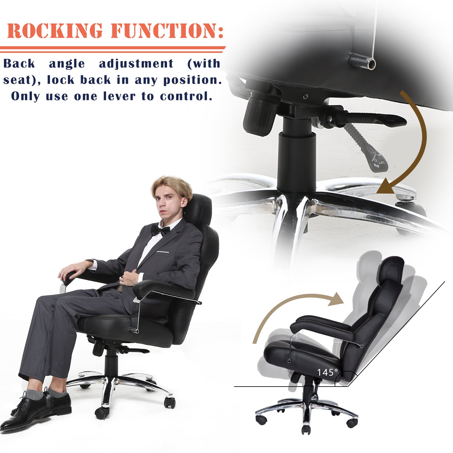 Desk Chairs TOPSKY Executive Office Chair Large Leather Chair with Adjustable Headrest High Back