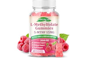 MEENCCD L-Methylfolate 15mg Gummies, Methylfolate Supplement, 5-MTHF Supplement - Active 5-MTHF & High Absorption - Supports Brain Health & Immune System, Vegan, Raspberry Flavor, 60 Count