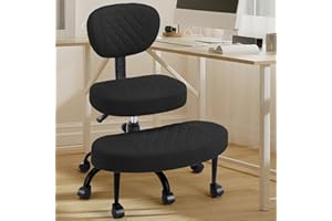 ARESHARK Cross Legged Office Chair with Wheels, Wide Criss Cross Kneeling Home Office Desk Chairs with Back Support, Ergonomic Adjustable Height ADHD Stool with Rotating Footrest for Yoga Meditation