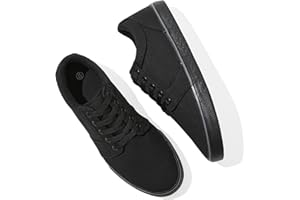 BENPAO Mens White Casual Shoes All Black Fashion Sneakers for Men Low Top Lace Up Canvas Shoes