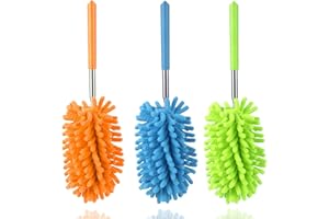 TIMIVO Microfiber Feather Duster, up to 30 in - Extendable & Bendable Washable Mini Dusters for Cleaning Ceiling Fan, High Ceiling, Blinds, Furniture, Cars