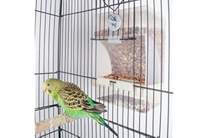 Parrot Automatic Feeder,No-Mess Bird Feeder,Cage Accessories for Budgerigar Canary Cockatiel Finch Parakeet Seed Food Container by Old Tjikko (Screw-Fixed Bird Feeder)
