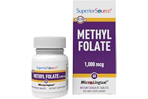 Superior Source Methyl Folate 1,000 mcg - Folate Supplement for Women & Men - Methylated Folate Supplement Supports Healthy Nervous System & Red Blood Cells - 60 Sublingual Dissolving Tablets