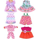 BABESIDE 6-Piece Alive Baby Doll Clothes and Accessories Set for 8-10 Inch Dolls, Includes Cute Dresses, Skirts, and Tops for Baby Dolls, for Kids(Not Doll)