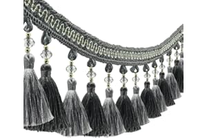 3Yard Drop Pendant Fringe Trim, Lampshade Decoration,Decorative Beaded Edging for Curtains, Clothing, Sew On Embellishment (G