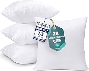 Utopia Bedding 4er Set Kissenfüllung 40 x 40 cm, Innenkissen Füllkissen Kopfkissen Sofakissen (Weiß)