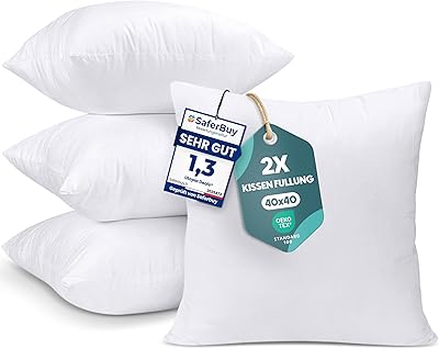 Utopia Bedding 4er Set Kissenfüllung 40 x 40 cm, Innenkissen Füllkissen Kopfkissen Sofakissen (Weiß)