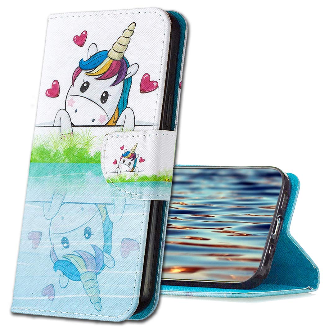 MRSTER Redmi Note 9S Case, Redmi Note 9 Pro Phone Case, Premium PU Leather Case Shockproof Protective Cover Flip Wallet Case For Xiaomi Redmi Note 9S / Redmi Note 9 Pro. HX2 Lake Unicorn