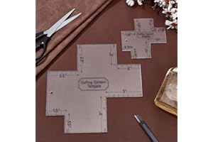 INFUNLY 2pcs Box Corner Template for Bag Making 7.8"/3.9" Cutting Corners Template Clear Acrylic Quilting Box Corner Stencil for Beginners Curve Bag Zip Pocket DIY Sewing