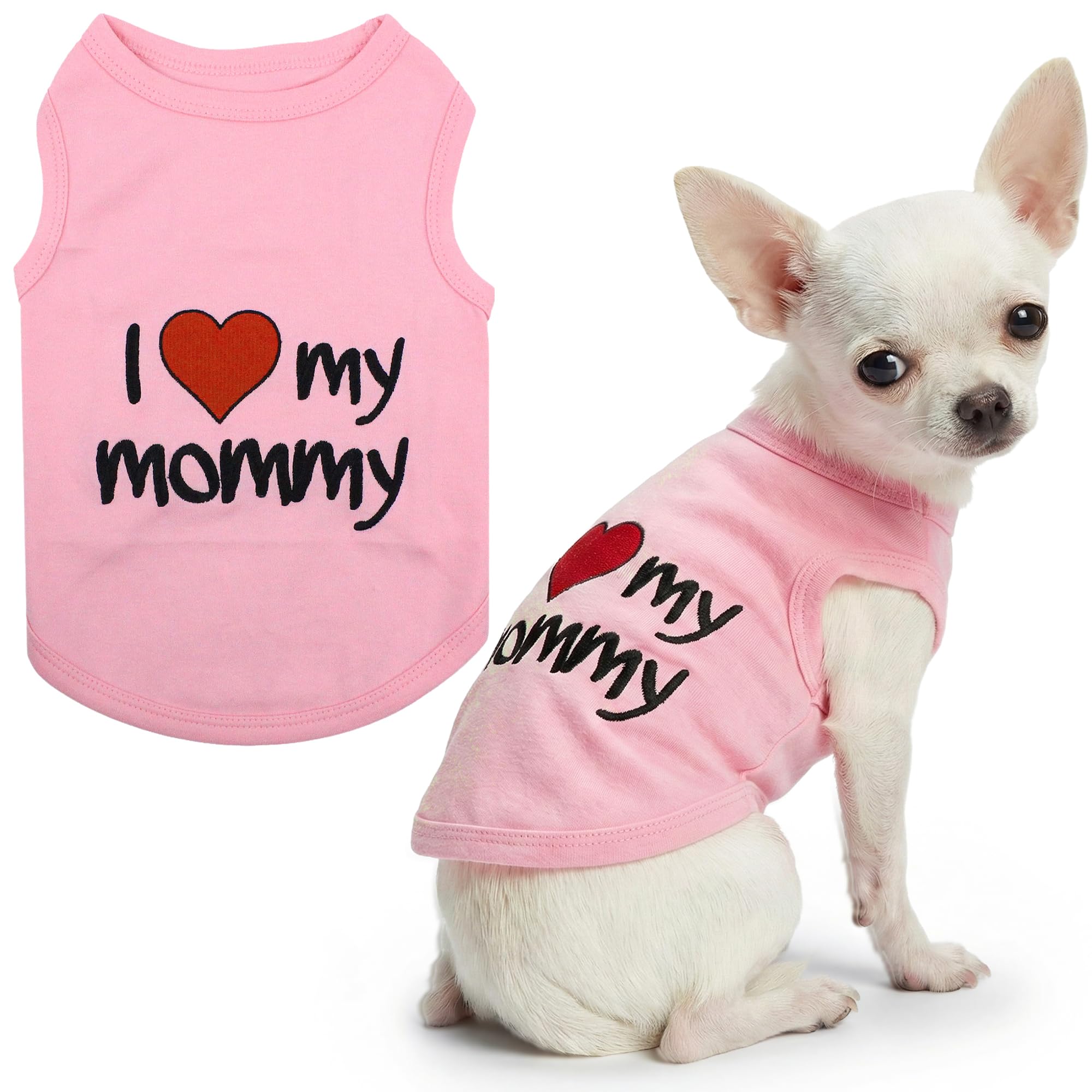 Parisian Pet I Love Mommy Dog T-Shirt, XX-Small, Pink