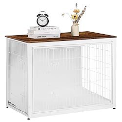 DWANTON Dog Crate Furniture with Cushion, Wooden