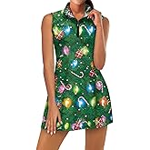 Xpyeesfuen Women's Tennis Golf Dress with Built in Shorts Sleeveless Workout Active Athletic Dress for Women with Pockets