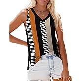 Zeagoo Womens Summer Tank Tops 2025 V Neck Sleeveless Casual Loose Fit T Shirts Side Split Going Out Tops Tunic
