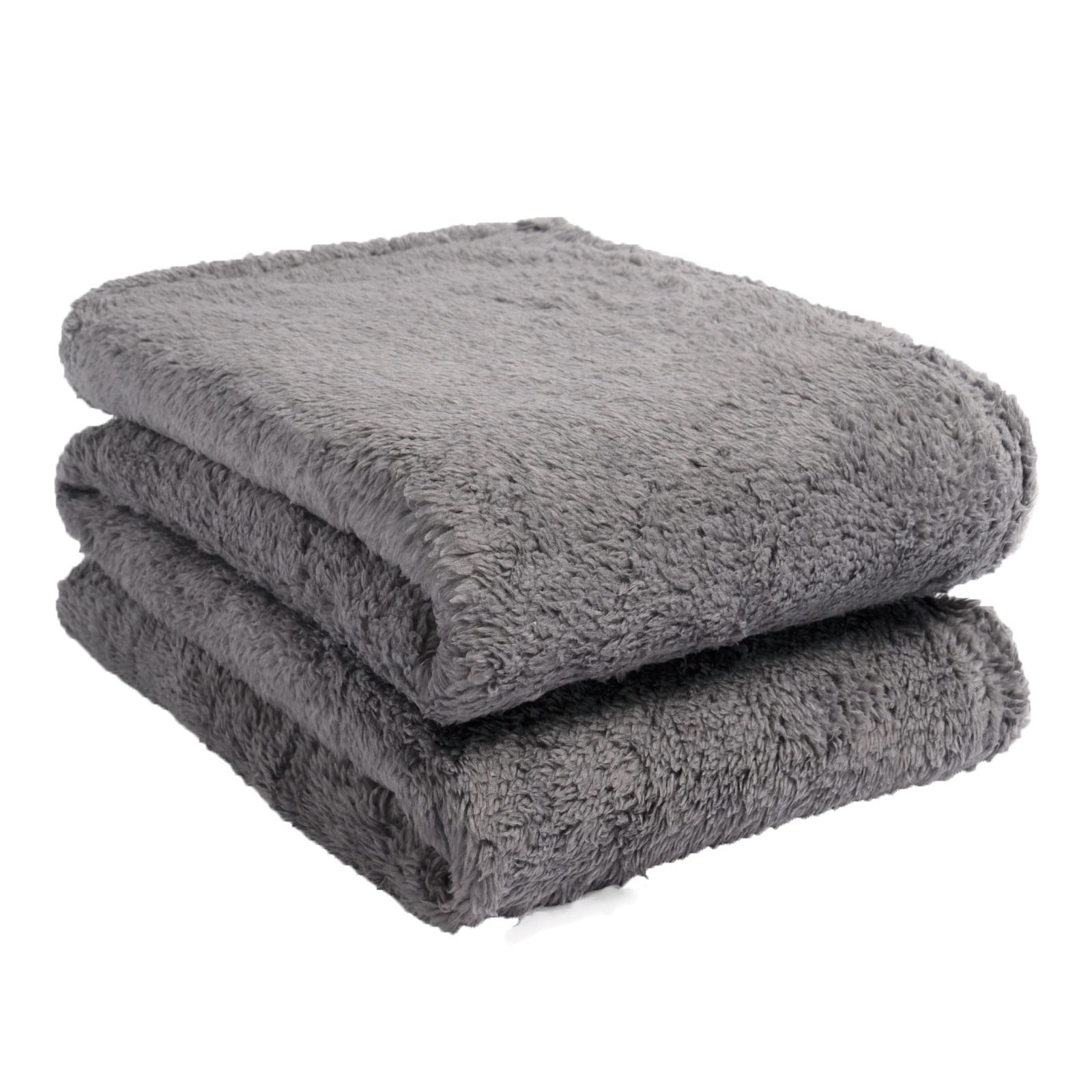 Brentfords Teddy Fleece Throw, 150 x 200 cm, 100% Polyester, Charcoal Grey, Double