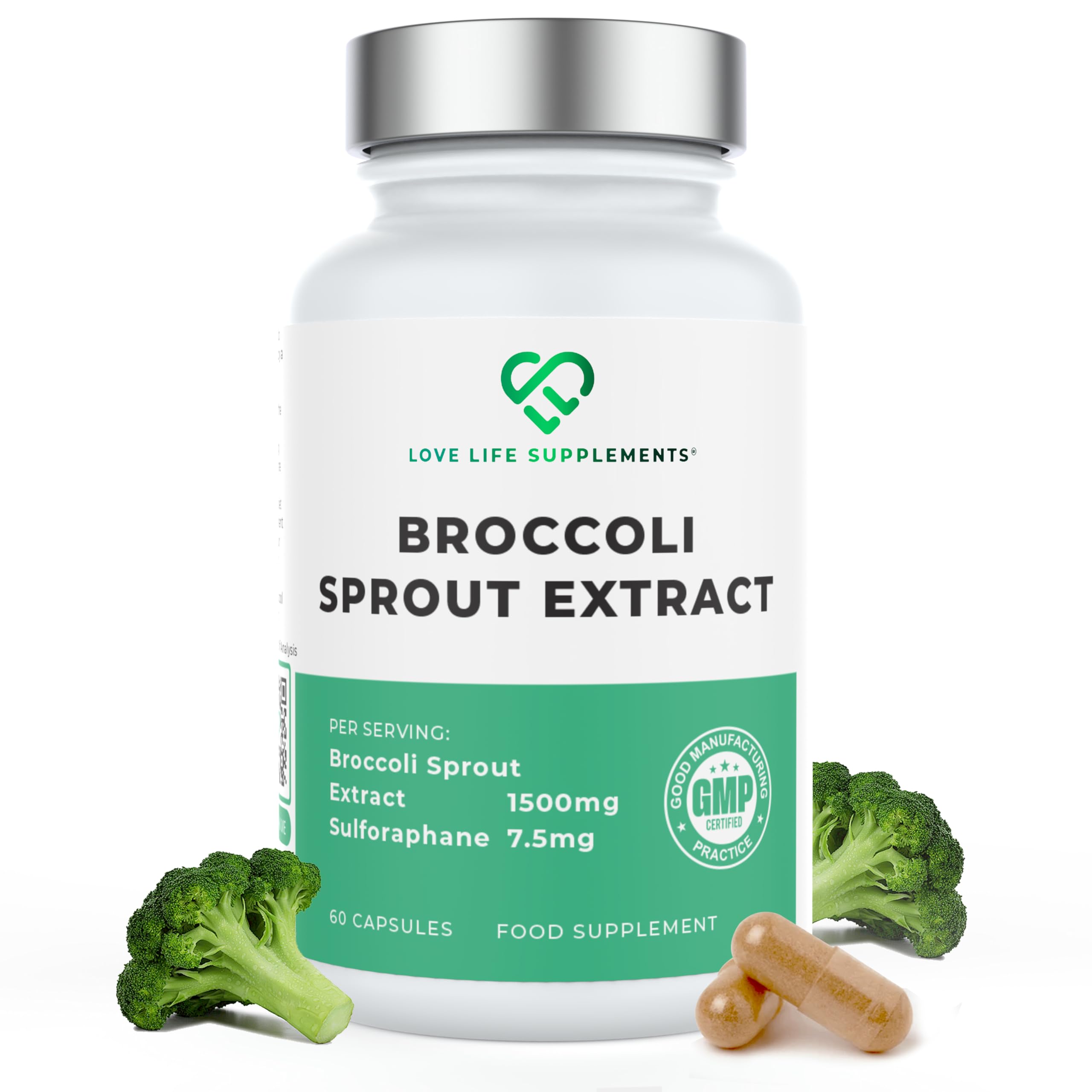 Broccoli Sprout Extract by LLS | Contains Activated Sulforaphane | 60 Capsules | 15,000mg of Whole Plant Equivalent per Serving | Sulforaphane Supplement | Potent Antioxidant Content