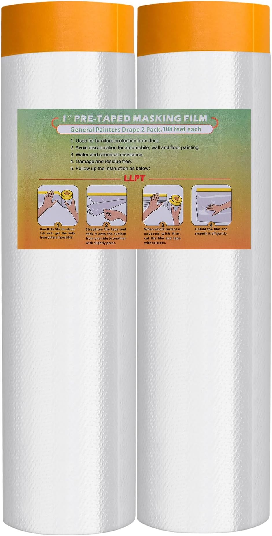LLPT Tape and Drape Pre-Taped Masking Film 2-Pack 270cm x 33m MFTO2633