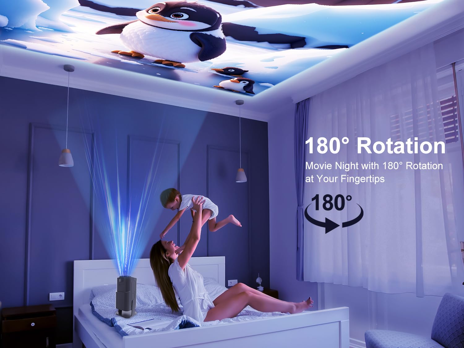 Mini Portable Projector 4K with WiFi and Bluetooth, Native 1080P HY320 Smart Projector with Android 11, Support WiFi 6 BT5.0 Auto Keystone Correction 150'' Display Short Throw Projector