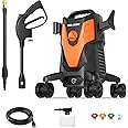(New Model) Rock&Rocker Powerful Electric Pressure Washer, 1950PSI Max 1.58 GPM Power Washer with Hose Hook, 4 Quick Connect Nozzles, Soap Tank, IPX5 Car Wash Machine for Home/Car/Driveway/Patio Clean
