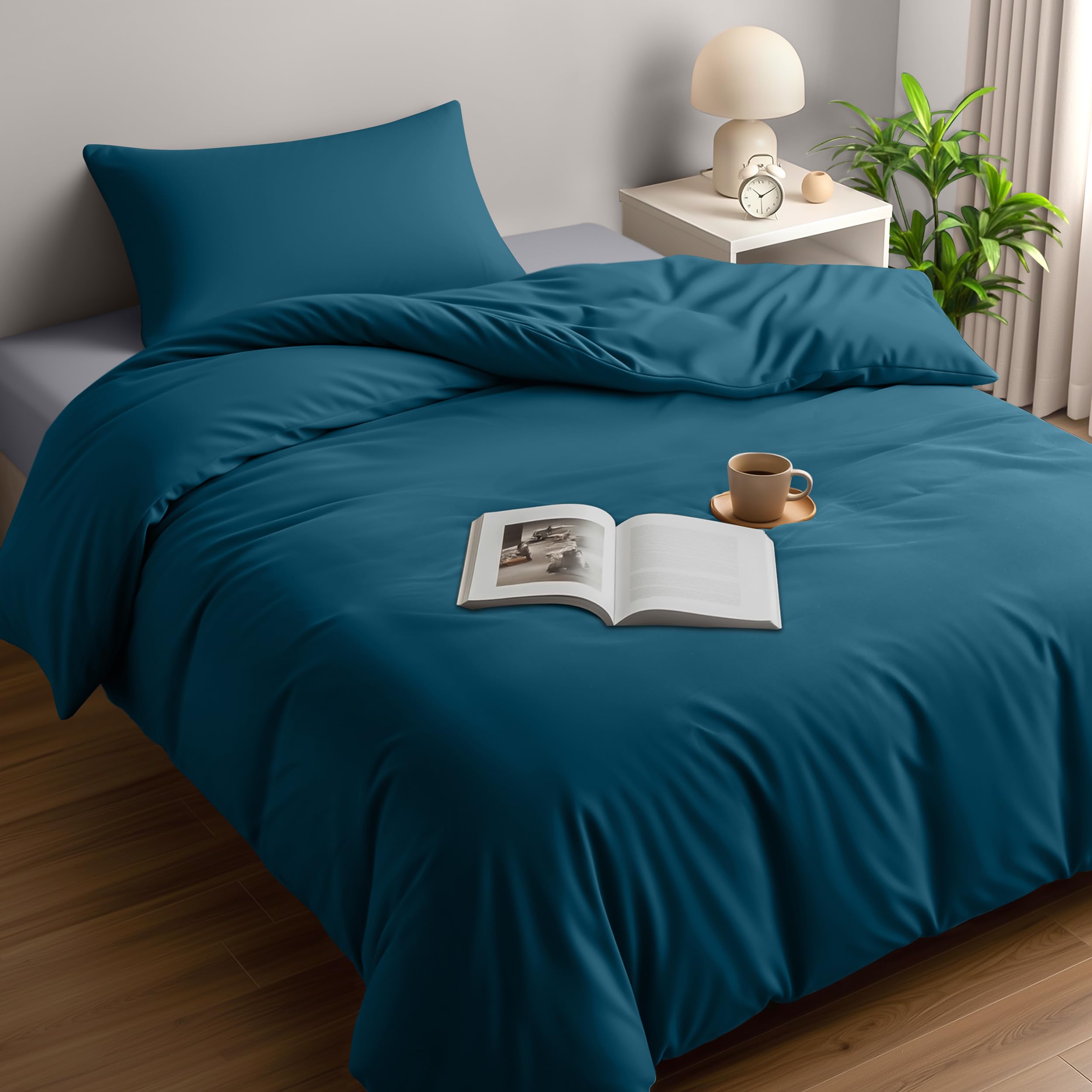 Utopia Bedding Single Duvet Cover Sets - Soft Microfibre Polyester Duvet Cover with Pillow case - Bedding Quilt Cover Set (Denim Blue)