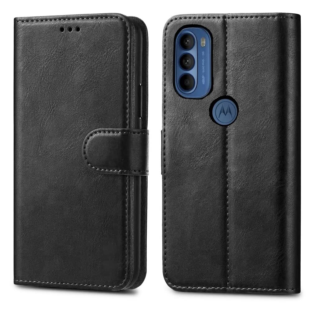 GAPlus PU Leather Flip Cover Wallet Case For Motorola Moto G31 / Moto G41 Card Holder Magnetic Kickstand Black — image 1