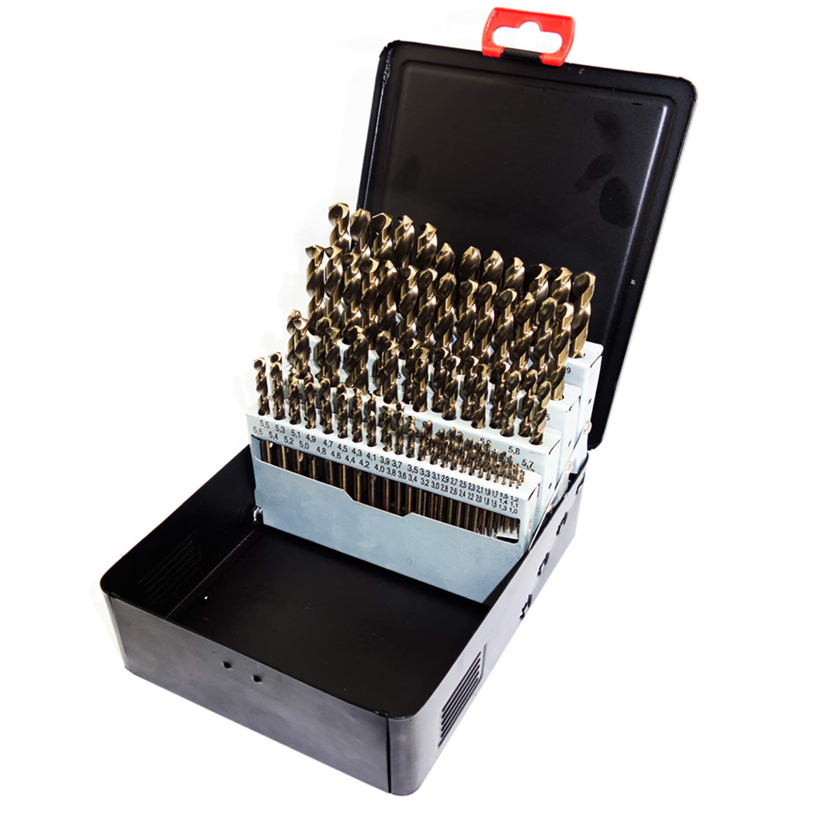 NORTOOLS Cobalt Drill Bit Set, 91 PCS HSS M35 Cobalt 5% Fully Ground Drills DIN338 with 135°Split Point for Sheet Metals Stainless Steel,Hard Metal with Storage Box1.0-10.0 x 0.1mm