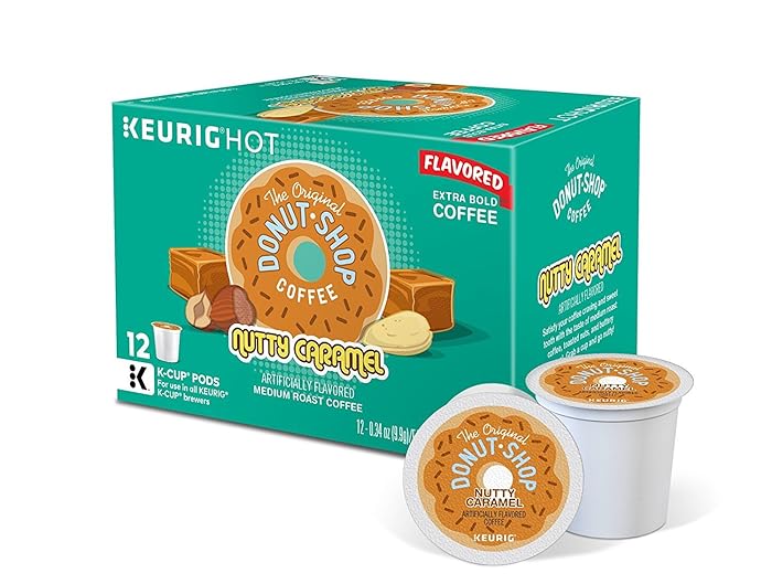 The Original Donut Shop Nutty Caramel Medium Roast Coffee K-Cup Pods, (12-Count Box) (Pack of 2 Retail Boxes)